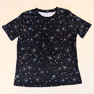 Black Galaxy Print T Shirt